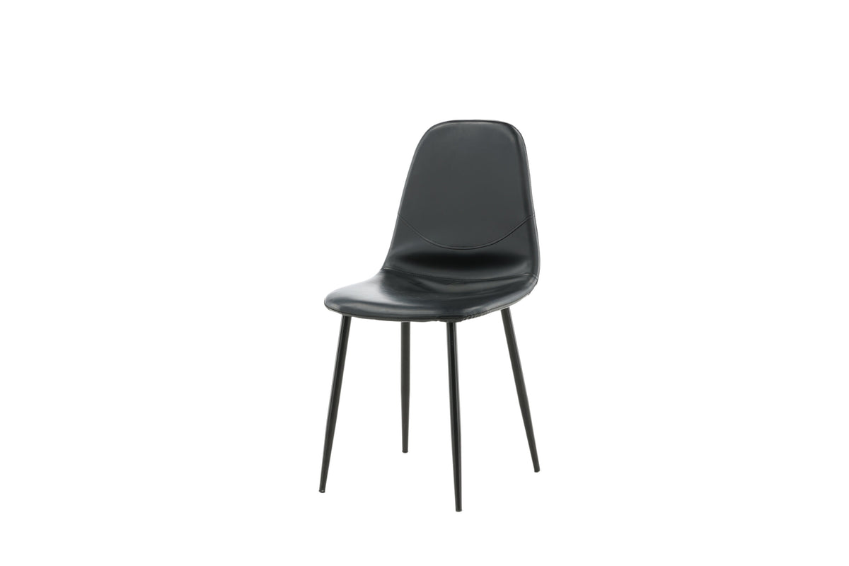Polar matstol 2-pack svart konstläder med svarta ben