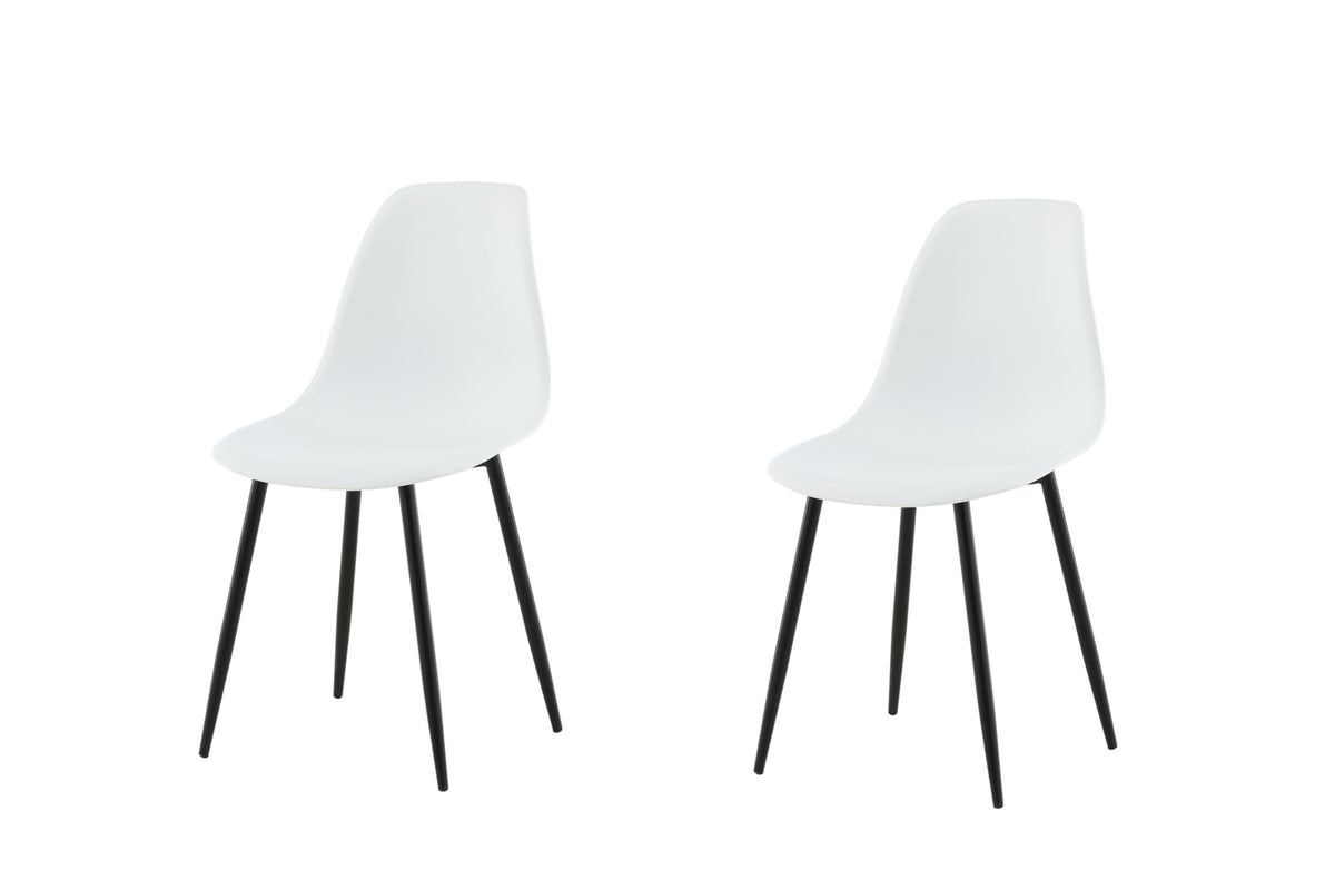 Polar matstol 2-pack vit plast med svarta ben