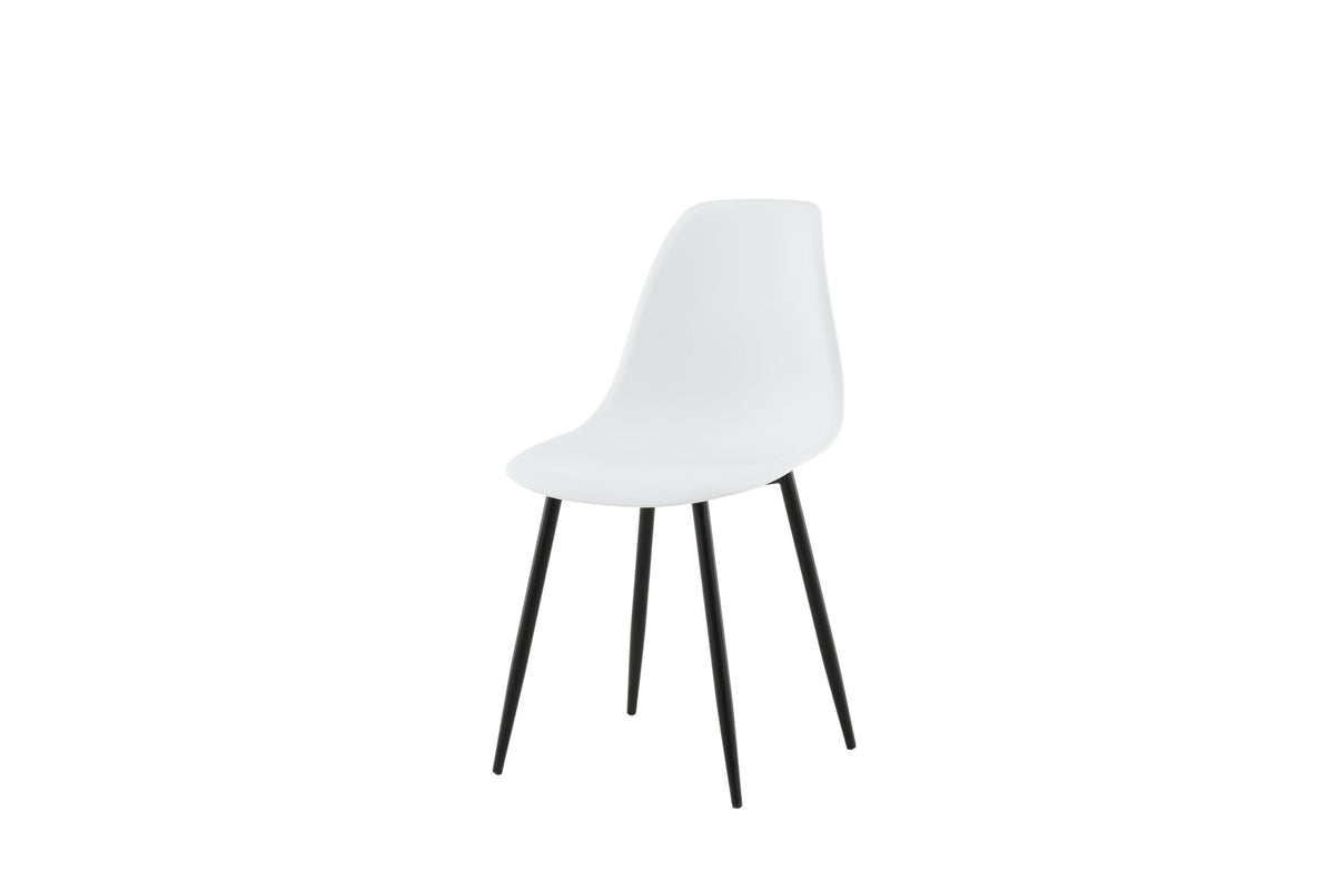 Polar matstol 2-pack vit plast med svarta ben