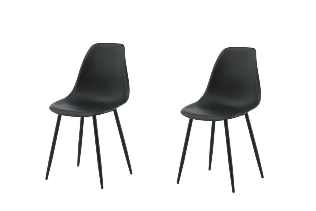 Polar matstol 2-pack svart plast med svarta ben