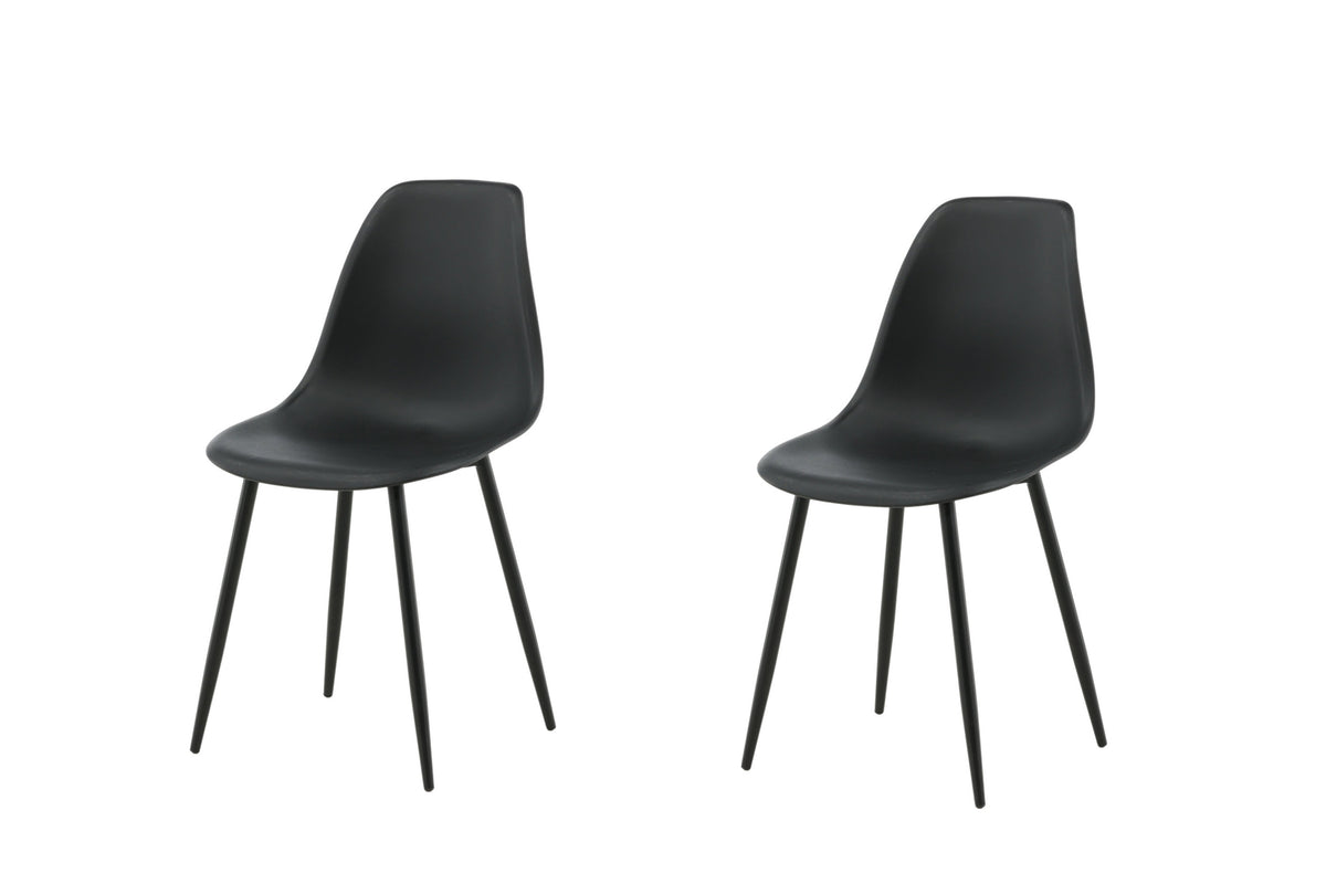 Polar matstol 2-pack svart plast med svarta ben