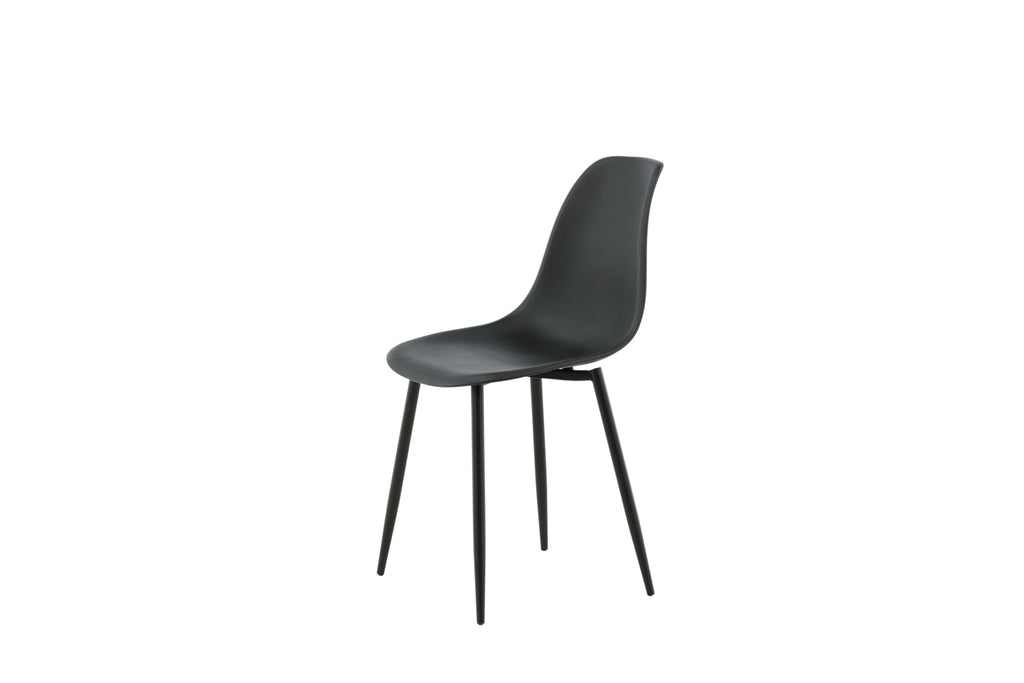Polar matstol 2-pack svart plast med svarta ben