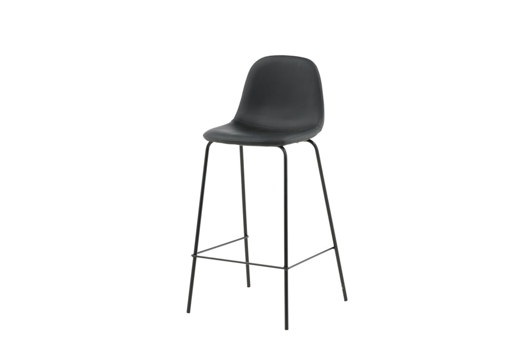 Polar barstol 2-pack svart konstläder med svarta ben