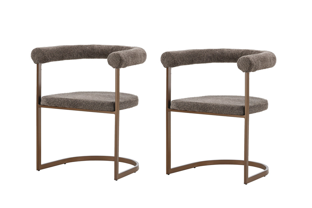 Morning matstol 2-pack brun/grå bouclé