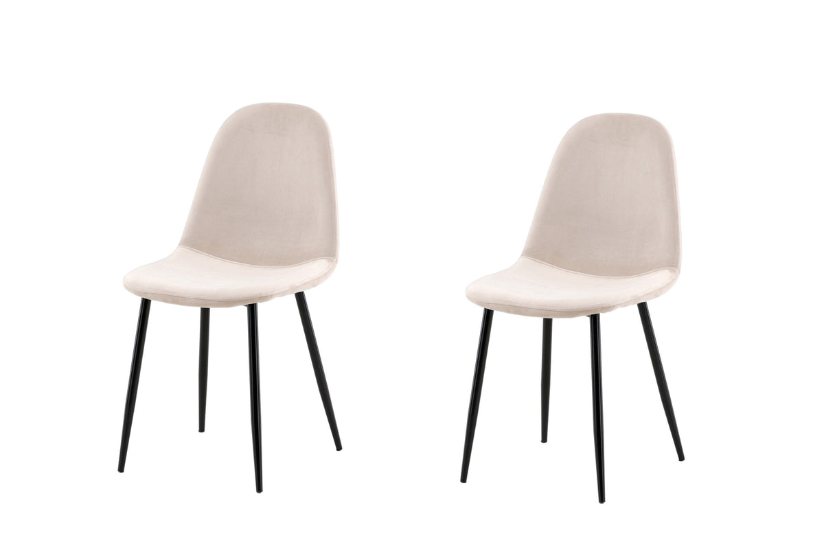 Polar matstol 2-pack beige sammet med svarta ben
