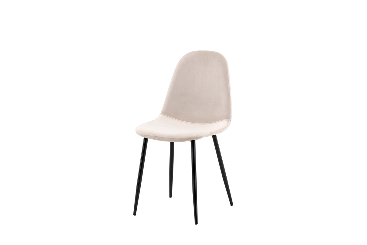 Polar matstol 2-pack beige sammet med svarta ben