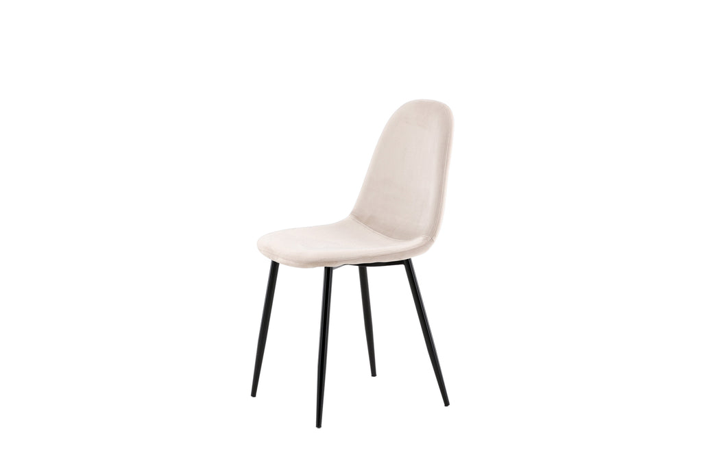 Polar matstol 2-pack beige sammet med svarta ben