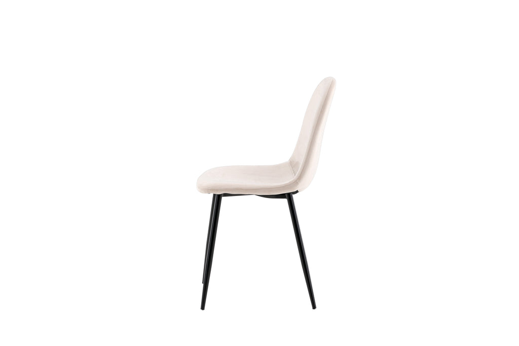 Polar matstol 2-pack beige sammet med svarta ben
