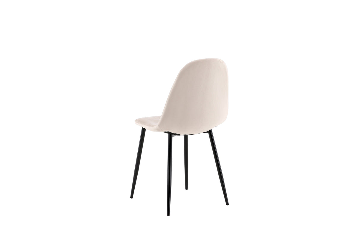 Polar matstol 2-pack beige sammet med svarta ben