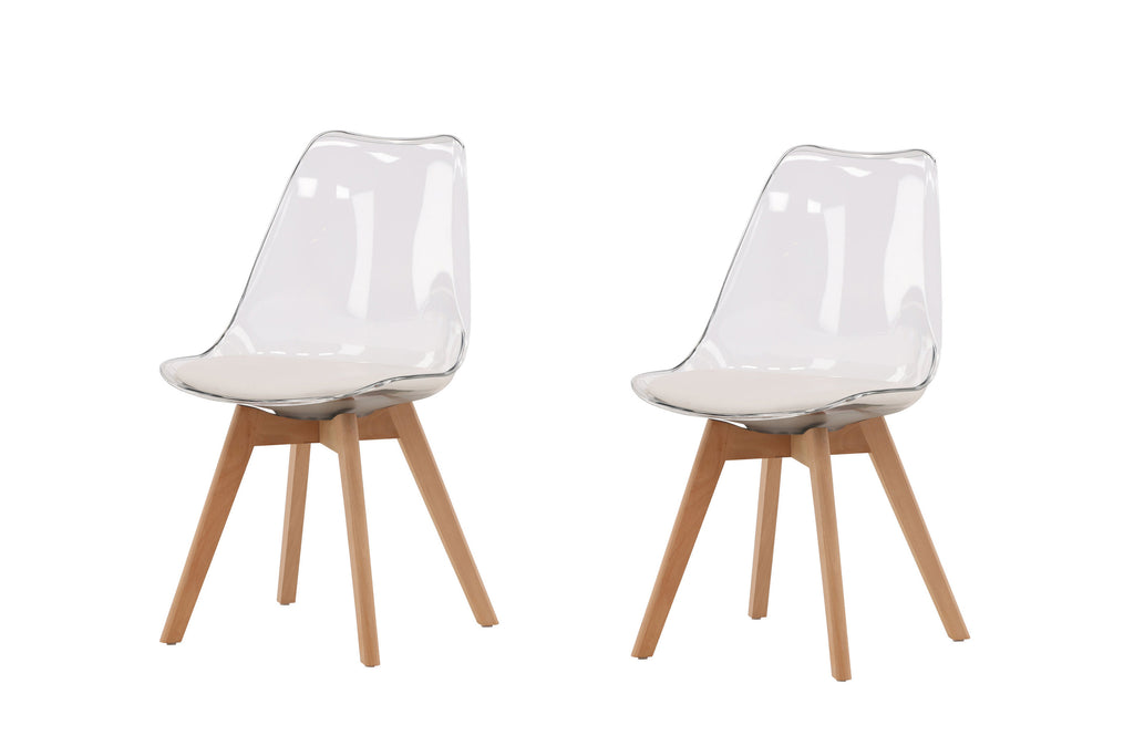 Edvin matstol 2-pack natur med vit sittdyna