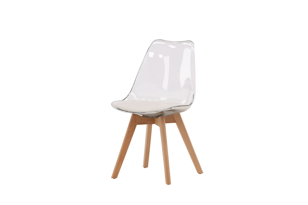 Edvin matstol 2-pack natur med vit sittdyna