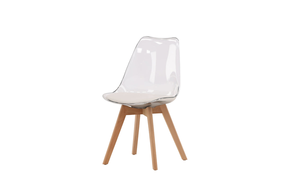 Edvin matstol 2-pack natur med vit sittdyna