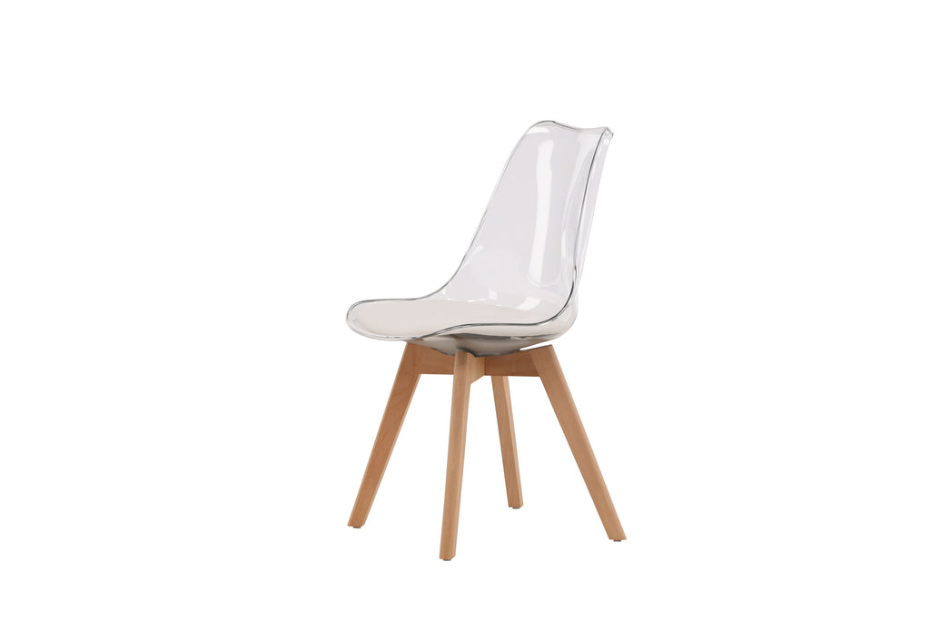 Edvin matstol 2-pack natur med vit sittdyna