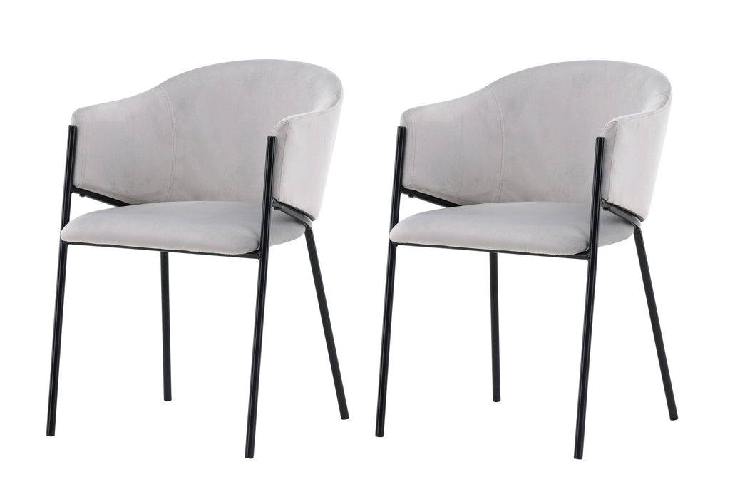 Evelina matstol 2-pack svart/ljusgrå sammet