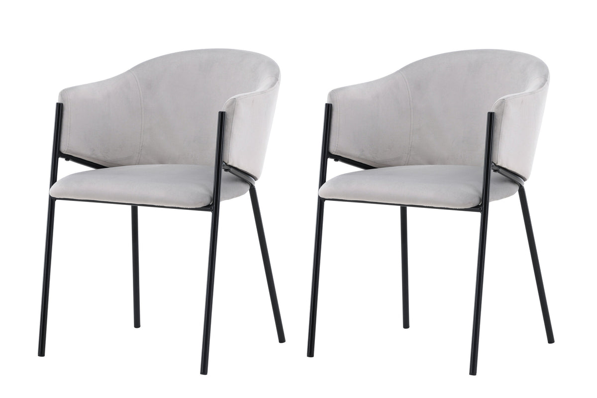 Evelina matstol 2-pack svart/ljusgrå sammet