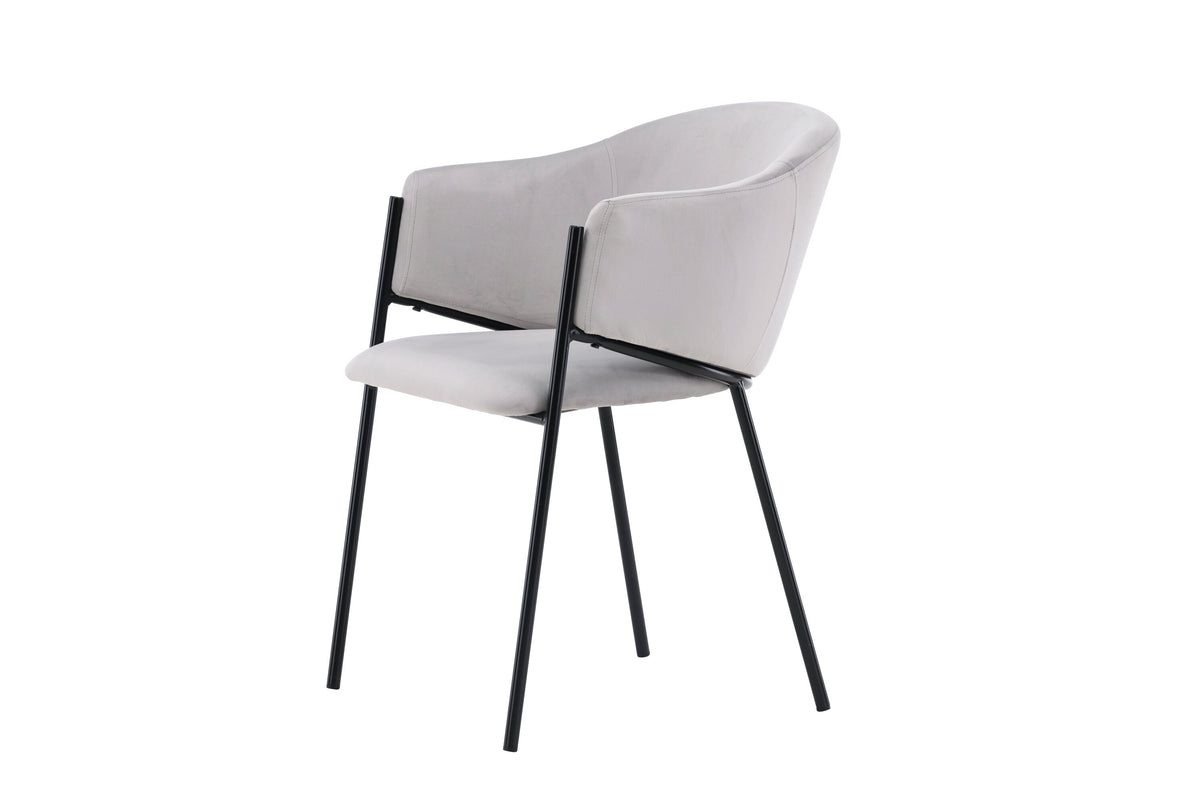 Evelina matstol 2-pack svart/ljusgrå sammet
