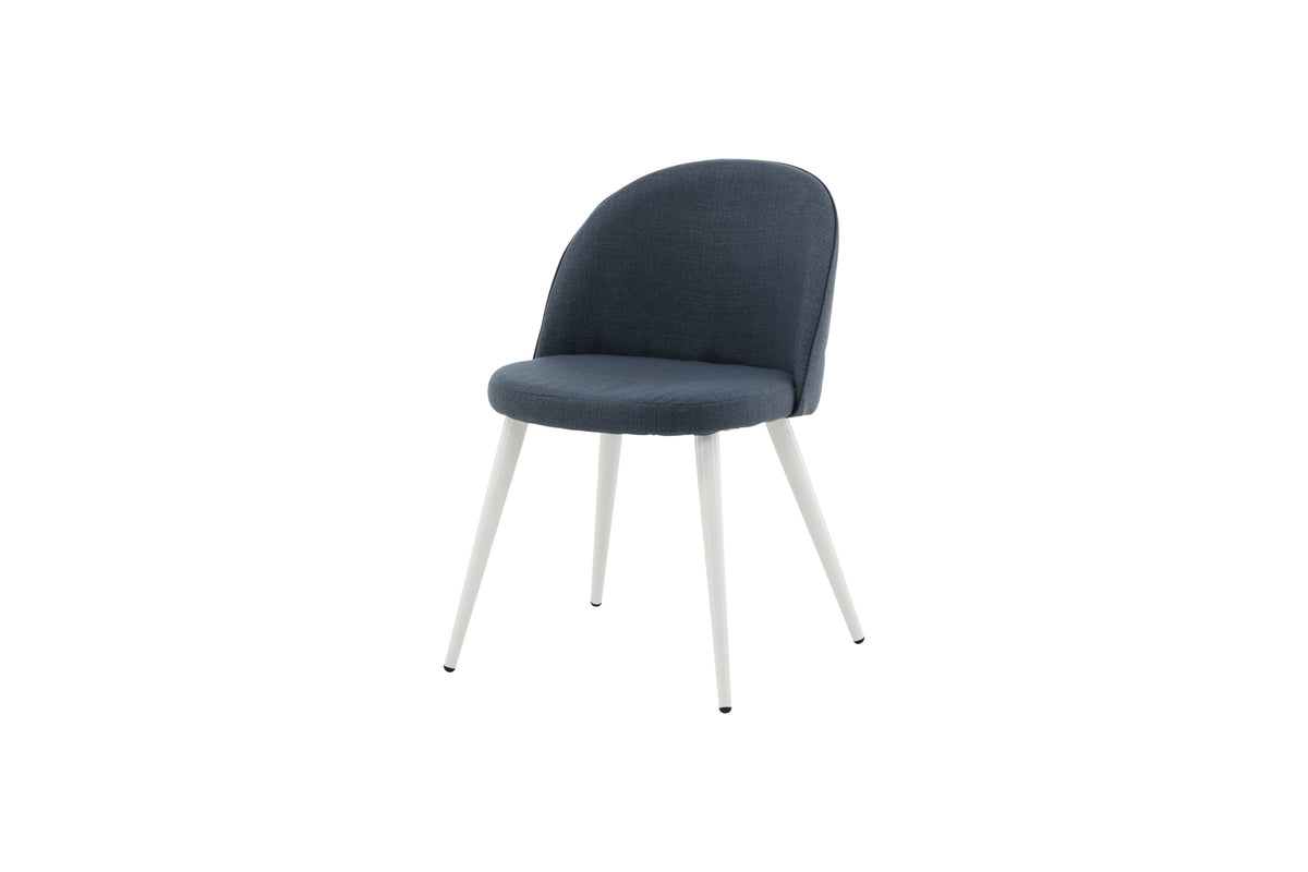 Velvet matstol 2-pack blått tyg med vita ben