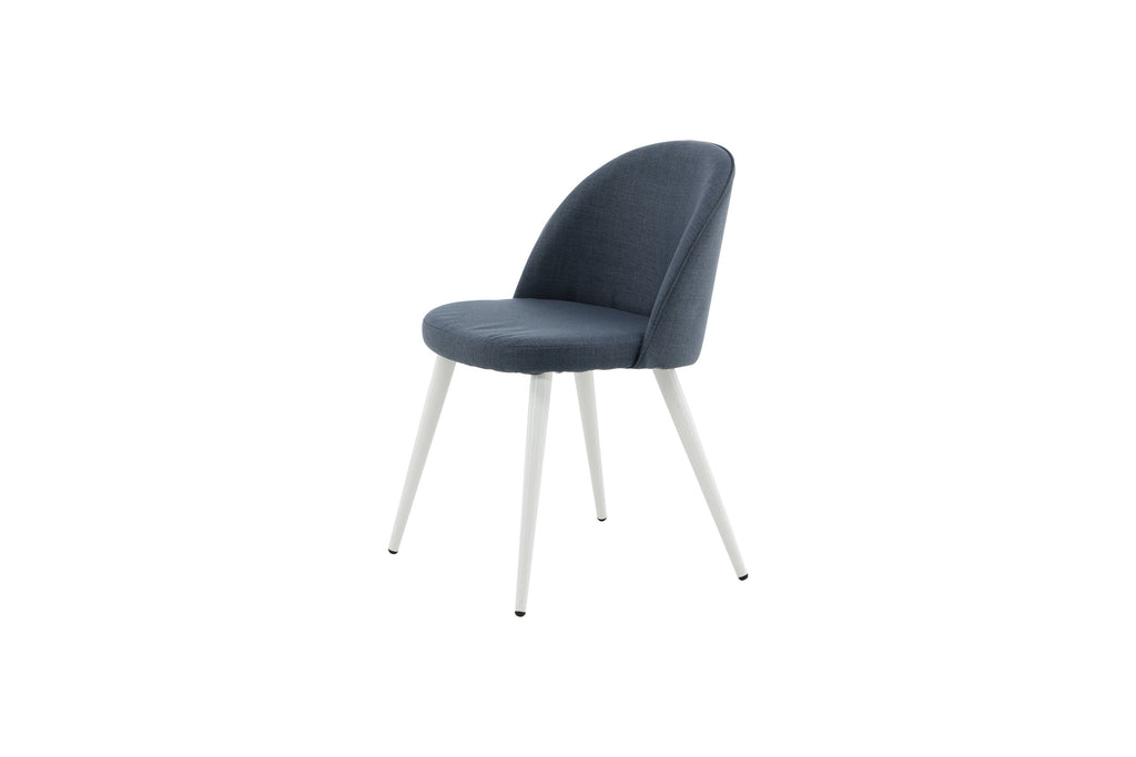 Velvet matstol 2-pack blått tyg med vita ben