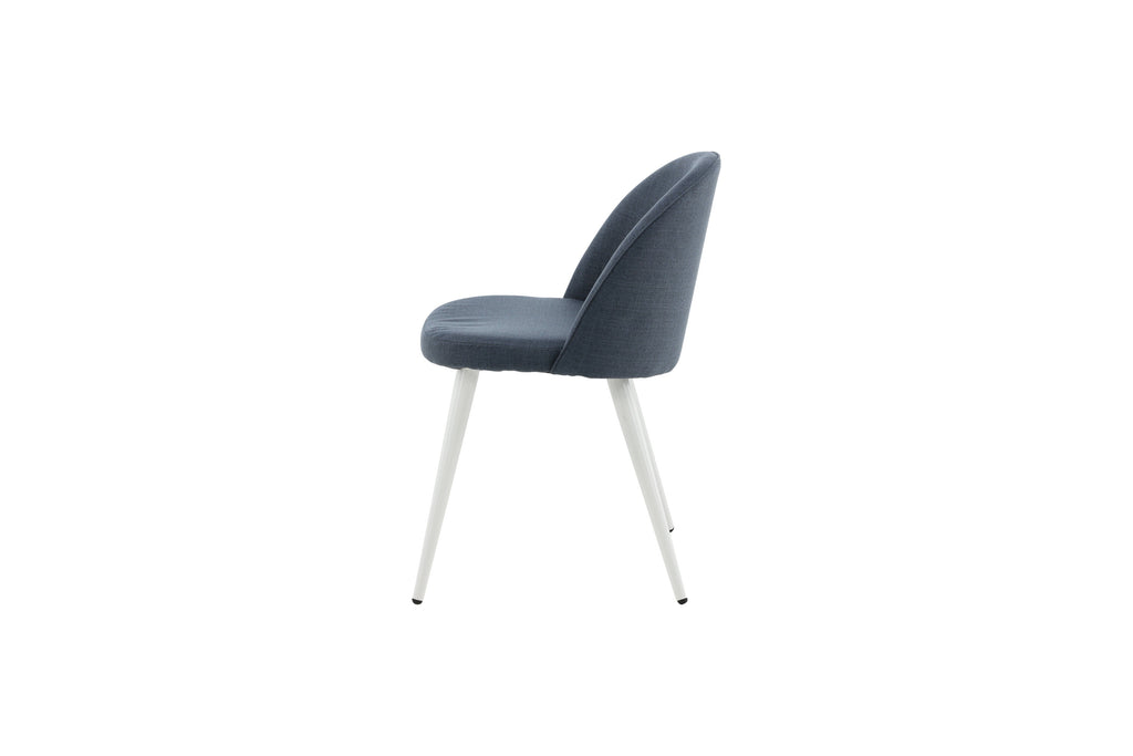 Velvet matstol 2-pack blått tyg med vita ben