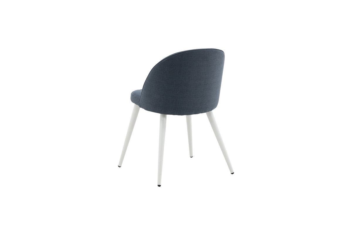 Velvet matstol 2-pack blått tyg med vita ben