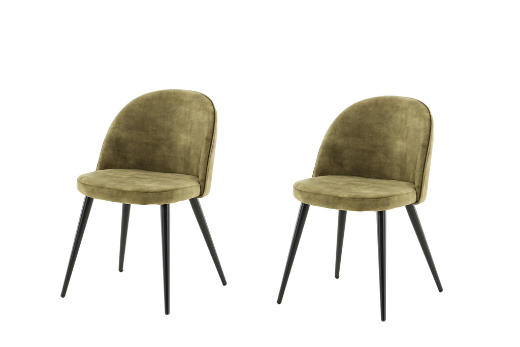 Velvet matstol 2-pack dämpat grön sammet med svarta ben