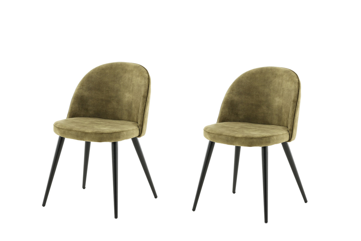 Velvet matstol 2-pack dämpat grön sammet med svarta ben
