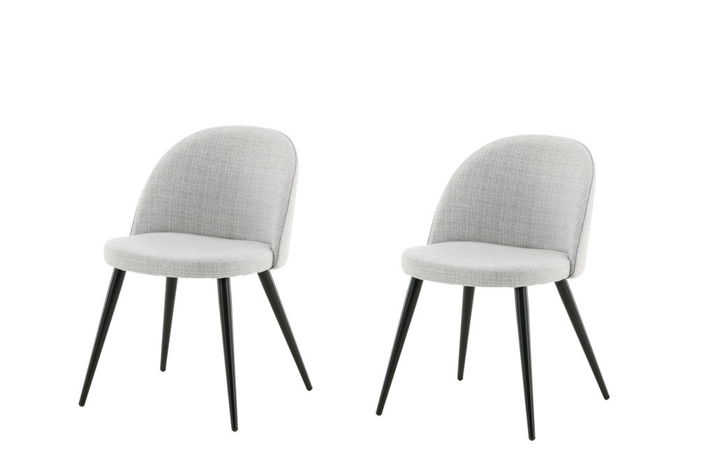 Velvet matstol 2-pack ljusgrått tyg med svarta ben