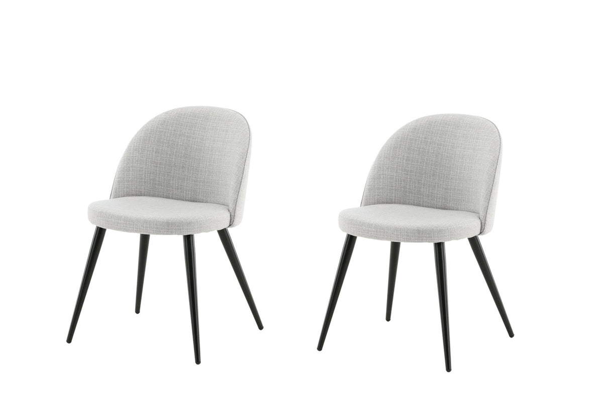 Velvet matstol 2-pack ljusgrått tyg med svarta ben