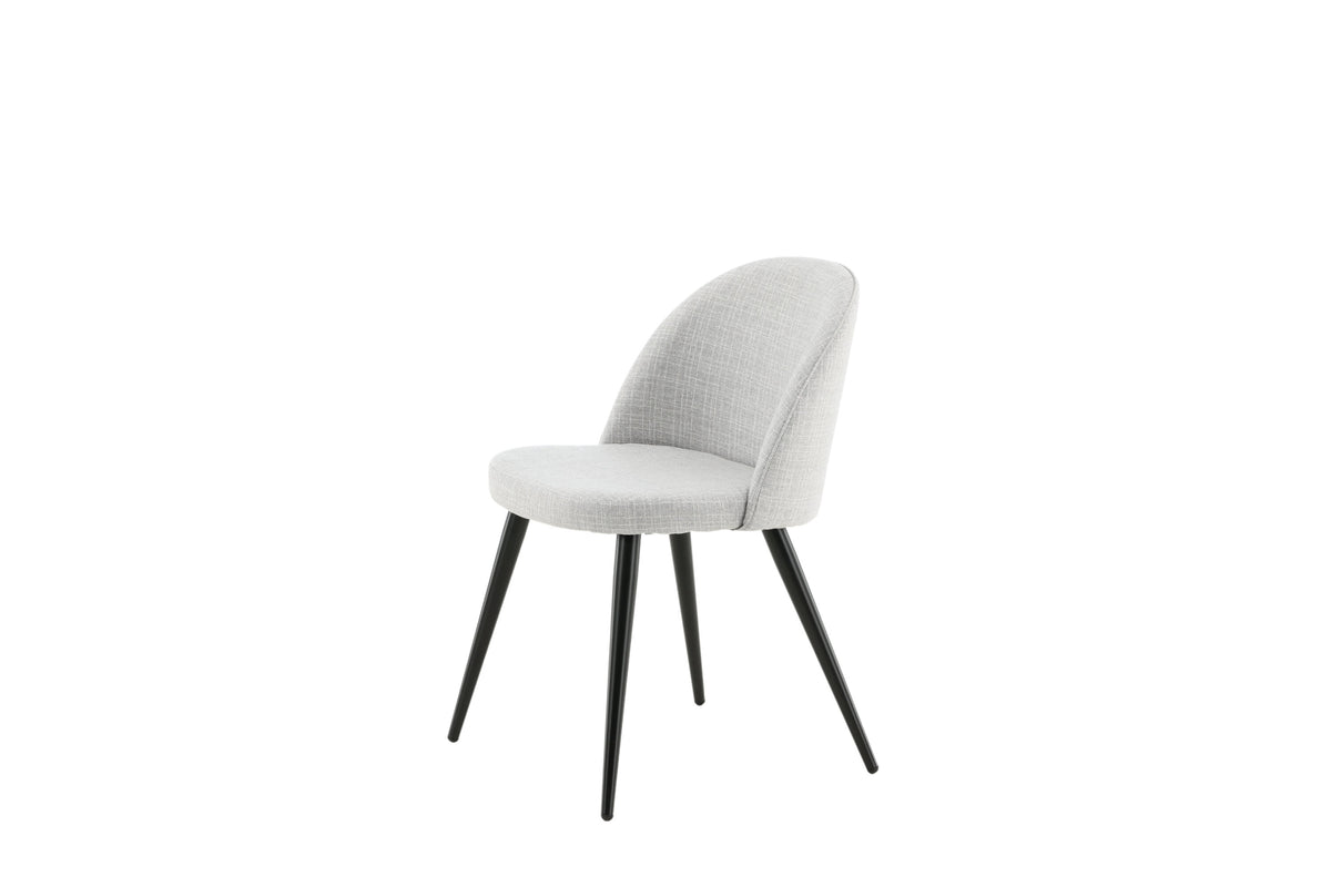 Velvet matstol 2-pack ljusgrått tyg med svarta ben