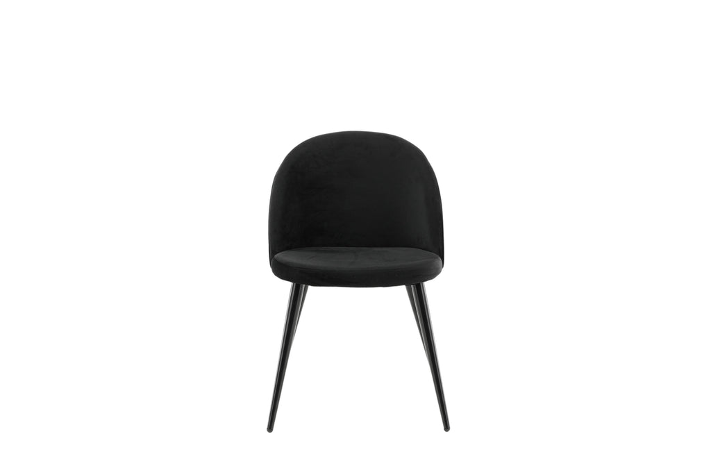 Velvet matstol 2-pack svart sammet med svarta ben