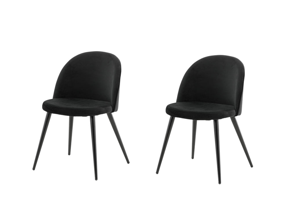 Velvet matstol 2-pack svart sammet med svarta ben