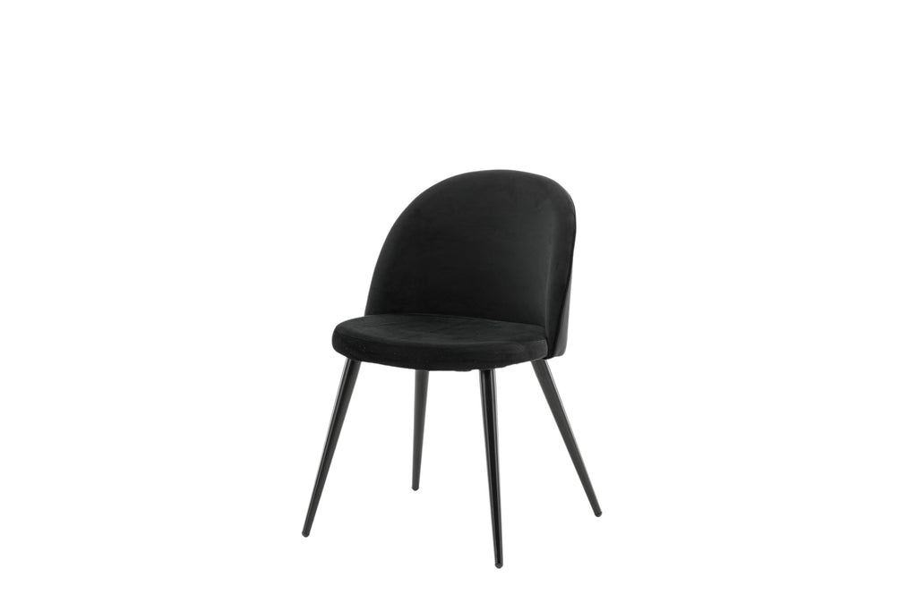Velvet matstol 2-pack svart sammet med svarta ben