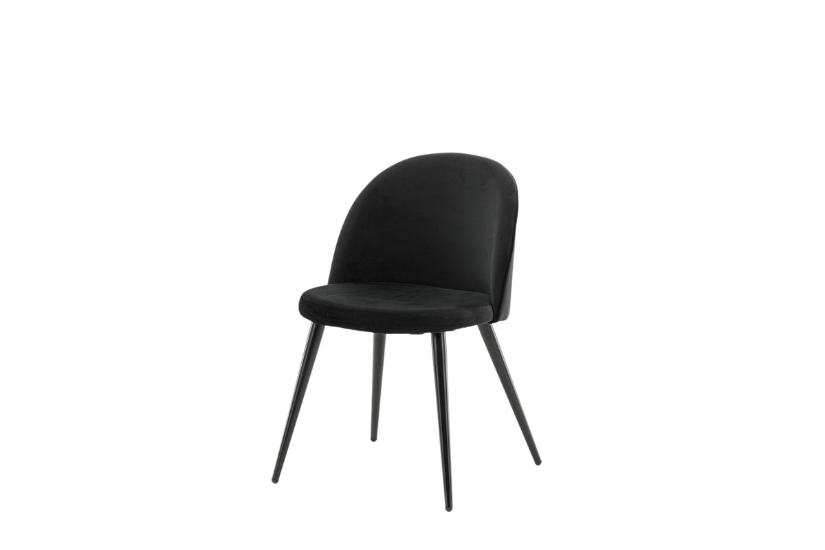 Velvet matstol 2-pack svart sammet med svarta ben