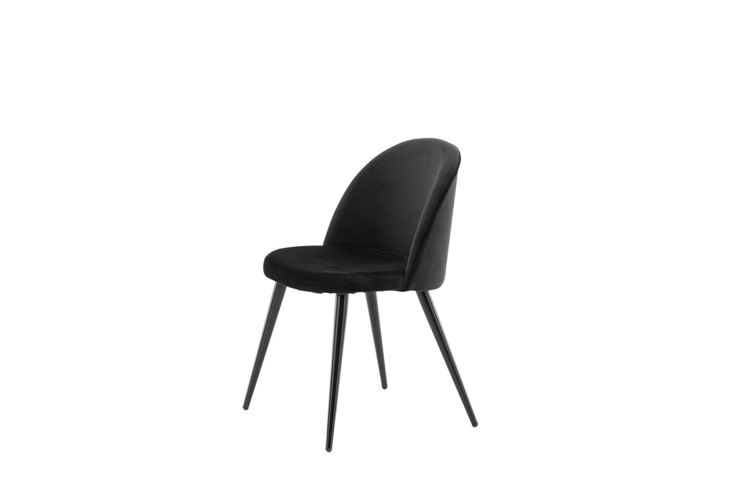 Velvet matstol 2-pack svart sammet med svarta ben