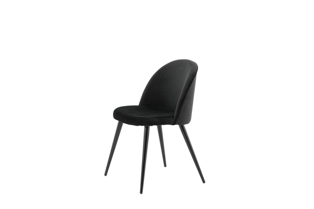 Velvet matstol 2-pack svart sammet med svarta ben