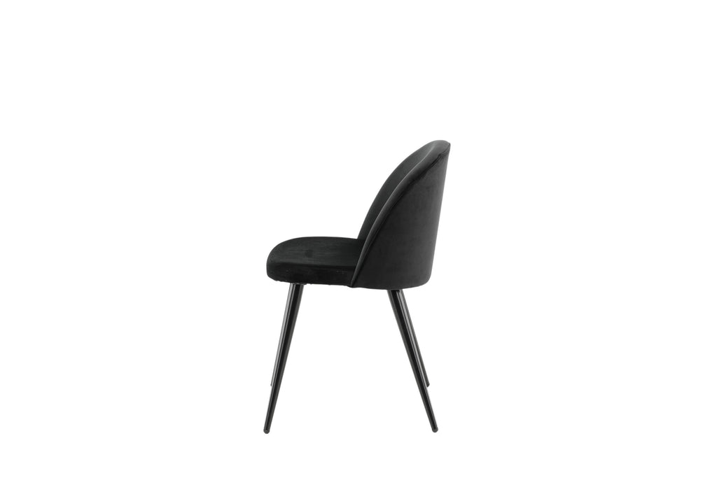Velvet matstol 2-pack svart sammet med svarta ben
