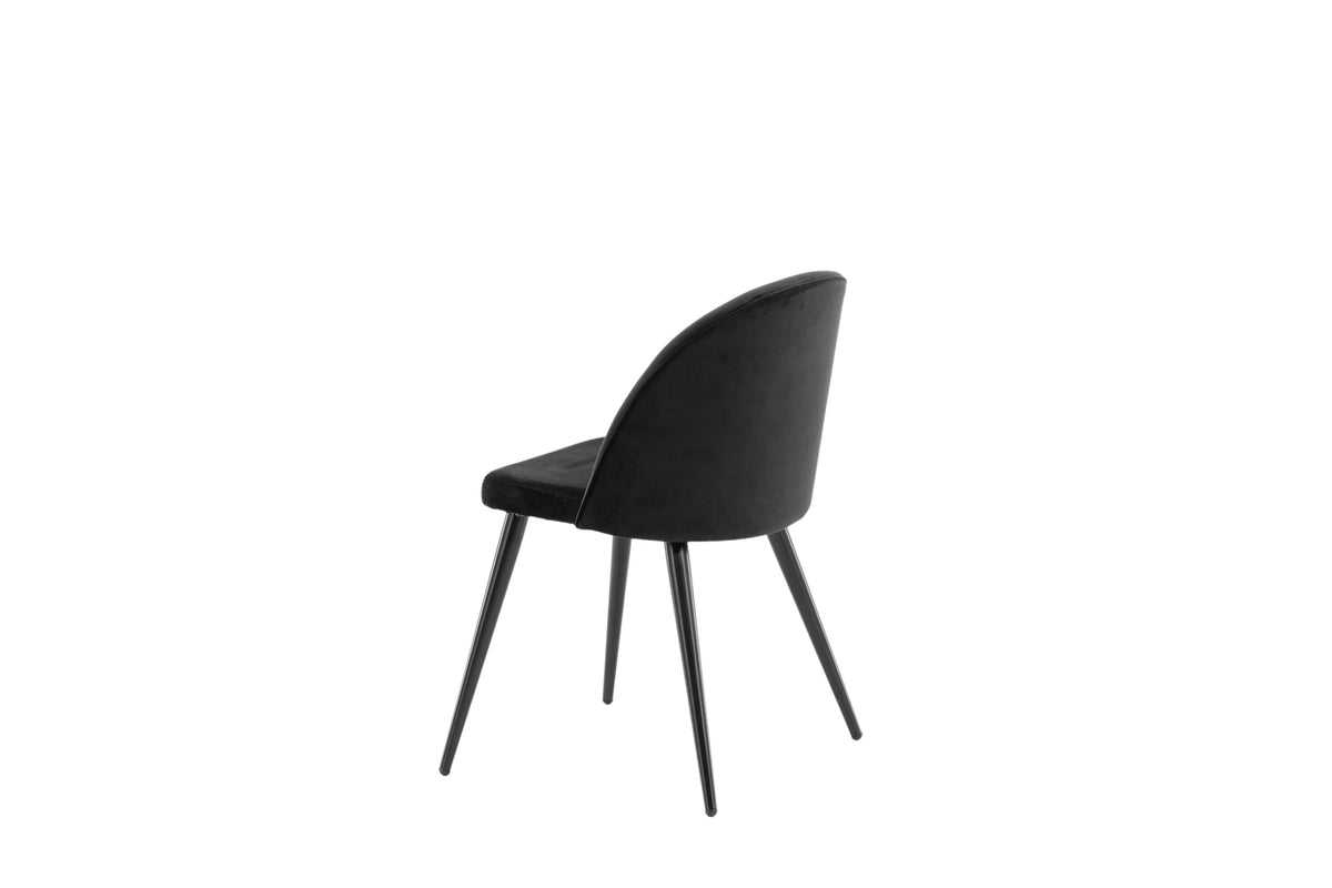Velvet matstol 2-pack svart sammet med svarta ben