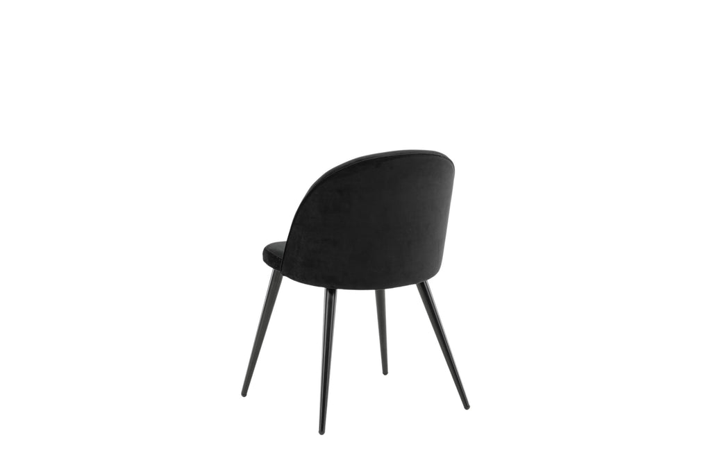 Velvet matstol 2-pack svart sammet med svarta ben