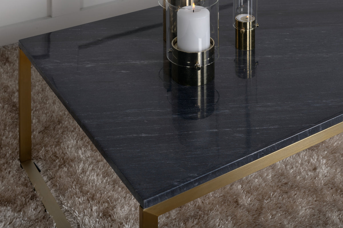 Estelle soffbord 120x60x36 cm grå marmor och mässingsfärgat stål