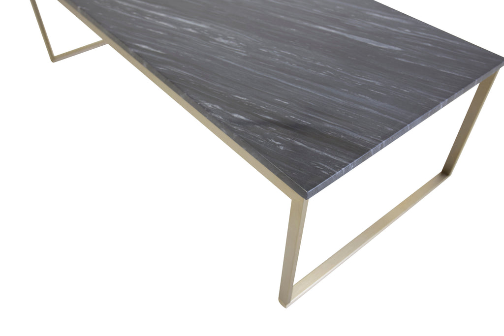 Estelle soffbord 120x60x36 cm grå marmor och mässingsfärgat stål