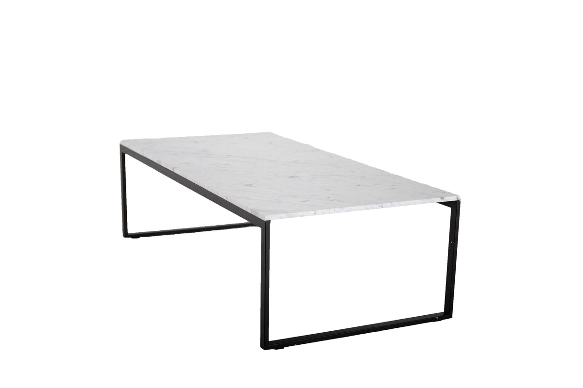 Estelle soffbord 120x60x36 cm vit marmor och mattsvart stål