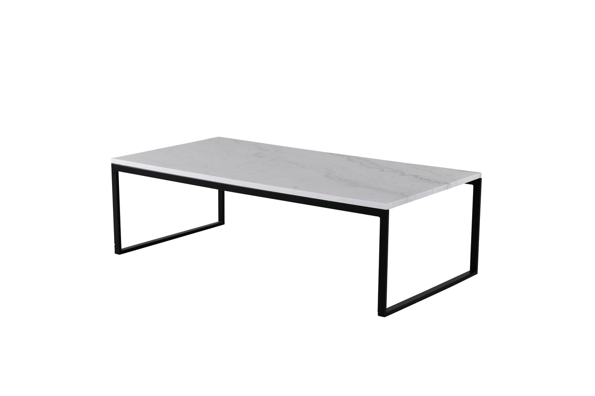 Estelle soffbord 120x60x36 cm vit marmor och mattsvart stål