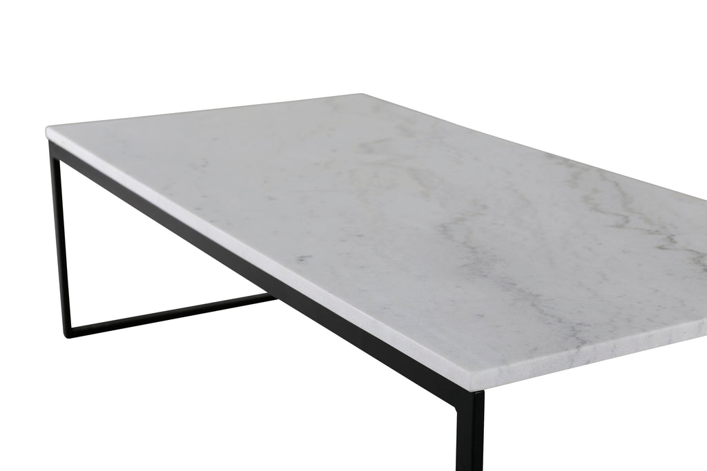 Estelle soffbord 120x60x36 cm vit marmor och mattsvart stål