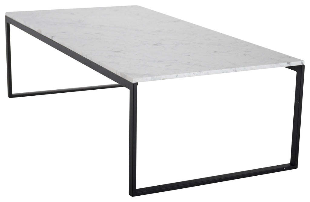 Estelle soffbord 120x60x36 cm vit marmor och mattsvart stål