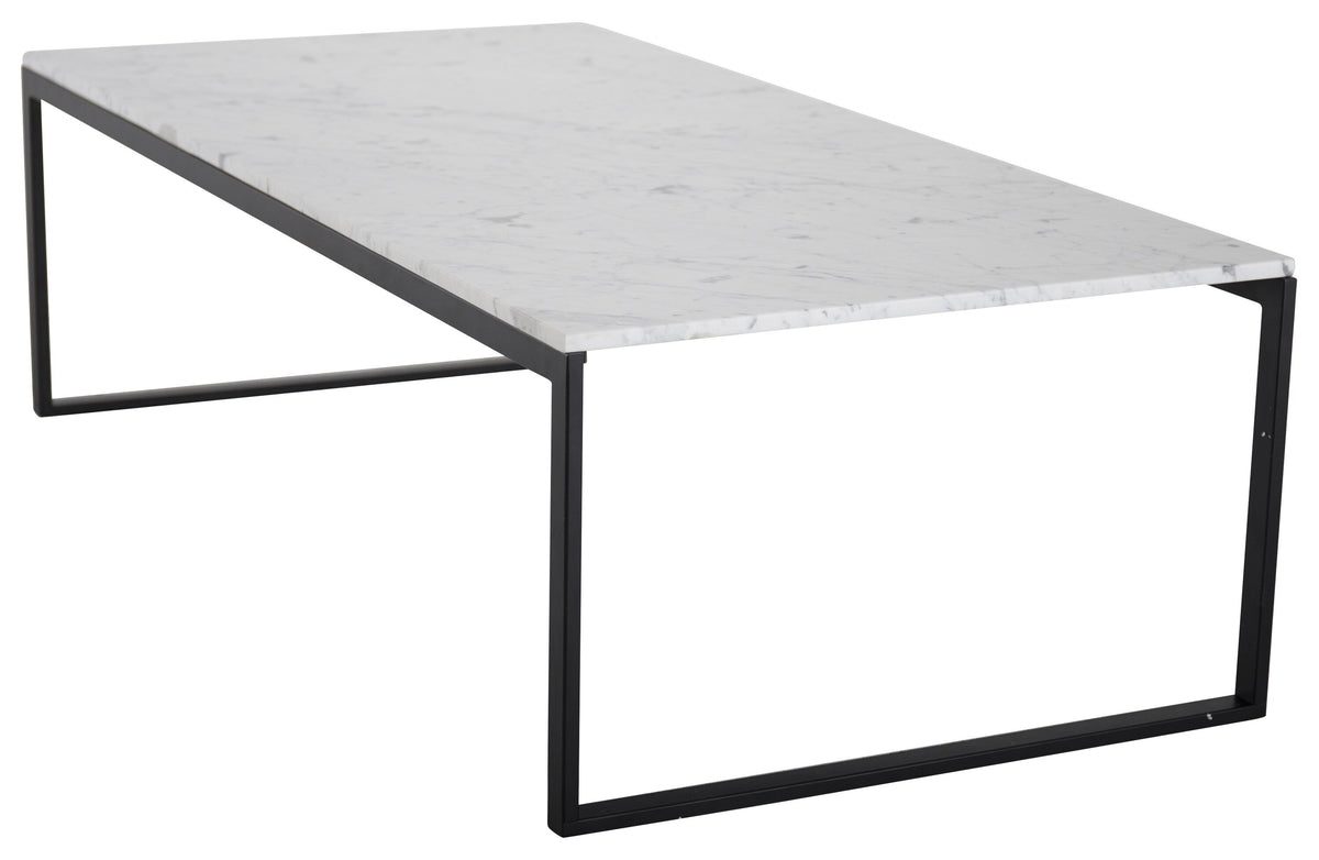 Estelle soffbord 120x60x36 cm vit marmor och mattsvart stål