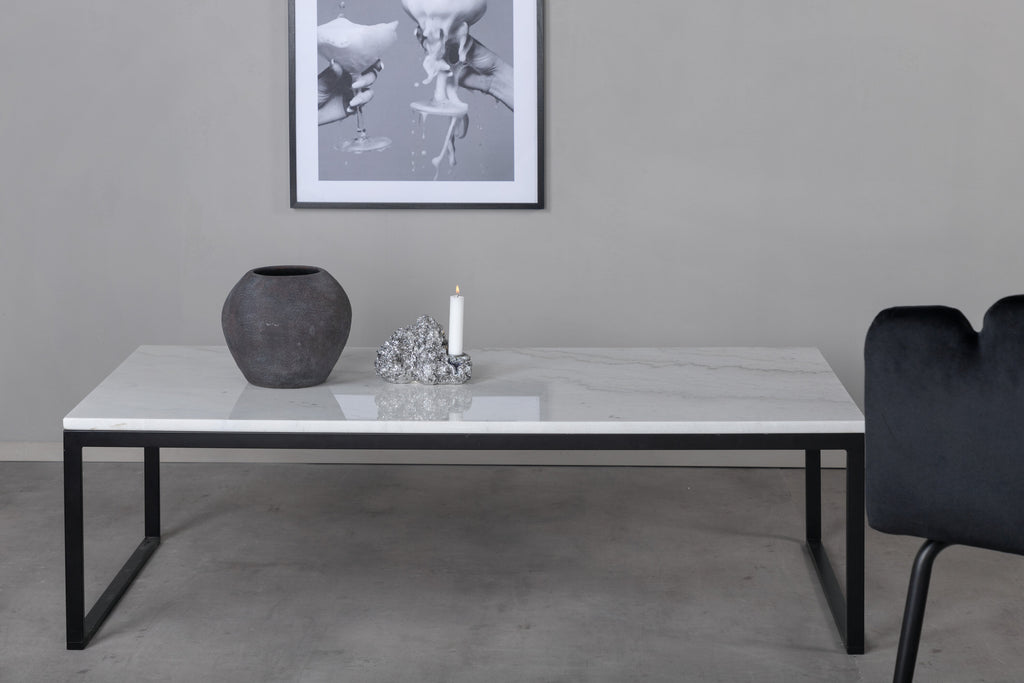 Estelle soffbord 120x60x36 cm vit marmor och mattsvart stål