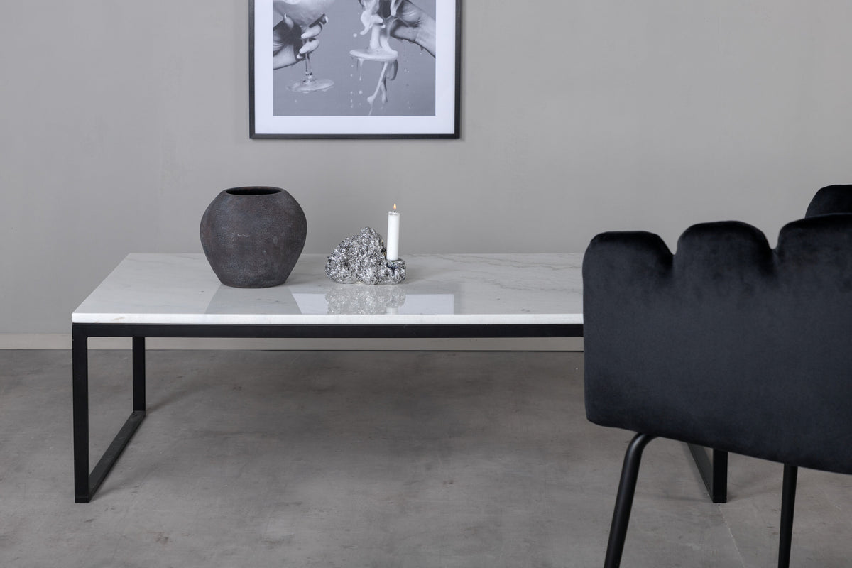 Estelle soffbord 120x60x36 cm vit marmor och mattsvart stål