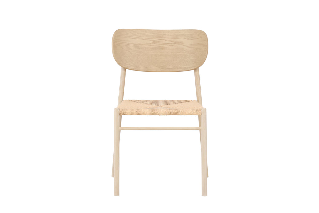 Polly matstol vitlaserad med beige naturfärgat rep