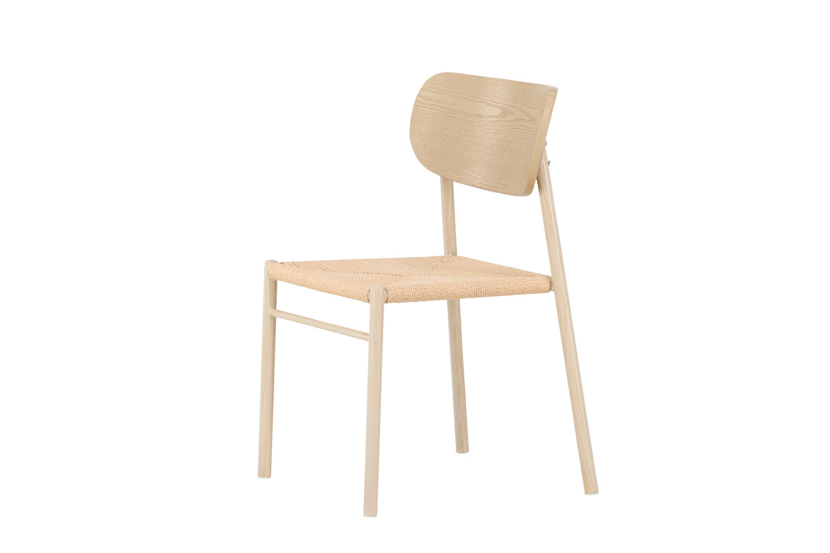 Polly matstol vitlaserad med beige naturfärgat rep