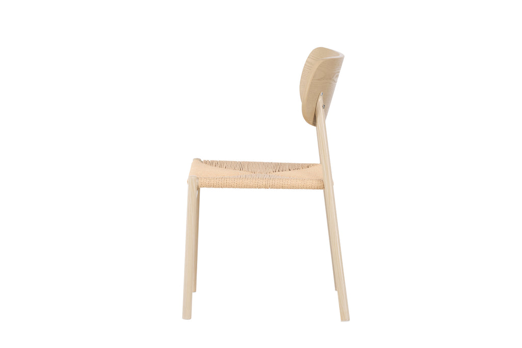 Polly matstol vitlaserad med beige naturfärgat rep